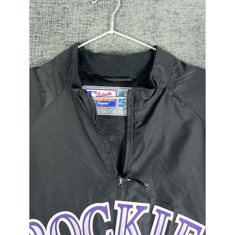 Majestic Colorado Rockies Pullover Jacket Mens XL Black MLB Authentic Streetwear - Picture 2 of 6